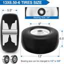 13x6.50-6 Flat Free Lawn Mower Tires and Wheels 3/4" 5/8" 1/2" Ball Bearings, 13x6.5x6 Zero Turn Mower Front Tires, Smooth Tires for Commercial Grade Lawn 5.5"-7.5" Adjustable Centered Hub