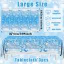 Winter Wonderland Tablecloth Blue Snowflake Winter Party Decorations Winter Wonderland Christmas Lights Snow Disposable Plastic Table Cover for Winter Wonderland Baby Shower Birthday Party Supplies