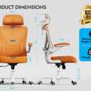 Ergonomic Office Chair - Mesh Desk Chair with Adjustable Lumbar Support High Back Computer Gaming Chairs - Big and Tall Office Chairs Adults, Comfortable for Long Hours, Orange