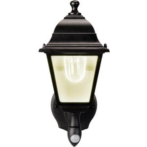 Maxsa 43319 Premium Battery-Powered Motion-Activated Decorative Outdoor Warm White LED Wall Sconce Lighting Fixture, Metal Housing, Black