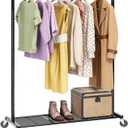 Clothes Rack for Hanging Clothes, 64.25 Inch Clothing Racks with Wheels, Portable Rolling Clothes Garment Rack for Bedroom, Laundry, Living Room, Black