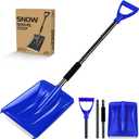 Snow Shovel for Driveway, Lightweight Aluminum Portable Snow Shovel with D Shape Handle Heavy Duty Snow Removal Shovel for Home Garden(Blue), SNS1009