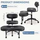 DUMOS Ergonomic ADHD Cross Legged Office Desk Chair with Adjustable Backrest, Height Adjustable Meditation Chair with 360 Swivel Footstool, PU Leather Yoga Stool for Home Office, Black, 33.66"D x 29.13"W x 34.84"H