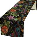 Asian Dragon Table Runner, Chinese Traditional Folk Embroidery Colorful Dragon Red Roses Print Kitchen Dining Table Runner for Indoor Outdoor Home Party Holiday Decor, 13x60inch (W13"x L60")