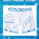 SURF CUZ Boys Swim Trunks Toddler Swim Shorts UPF 50+ Bathing Suit for Boy Swimsuit Quick Dry Mesh Beach Boardshorts Swimwear (8 Years, Blue Penguin)