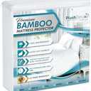 PlushDeluxe Premium Bamboo Mattress Protector – Queen Size, Waterproof, & Ultra Soft Breathable Noiseless Washable Bed Mattress Cover for Comfort & Protection - White