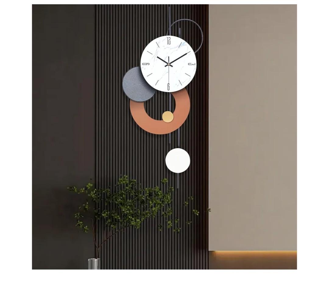 Decorative Wall Clocks for Living Room, Large Modern Metal Clocks Battery Operated Wall Art for Home Big Silent Clock Wall Decor for Living Room/Bedroom/Kitchen/Office,14 * 28 Inch