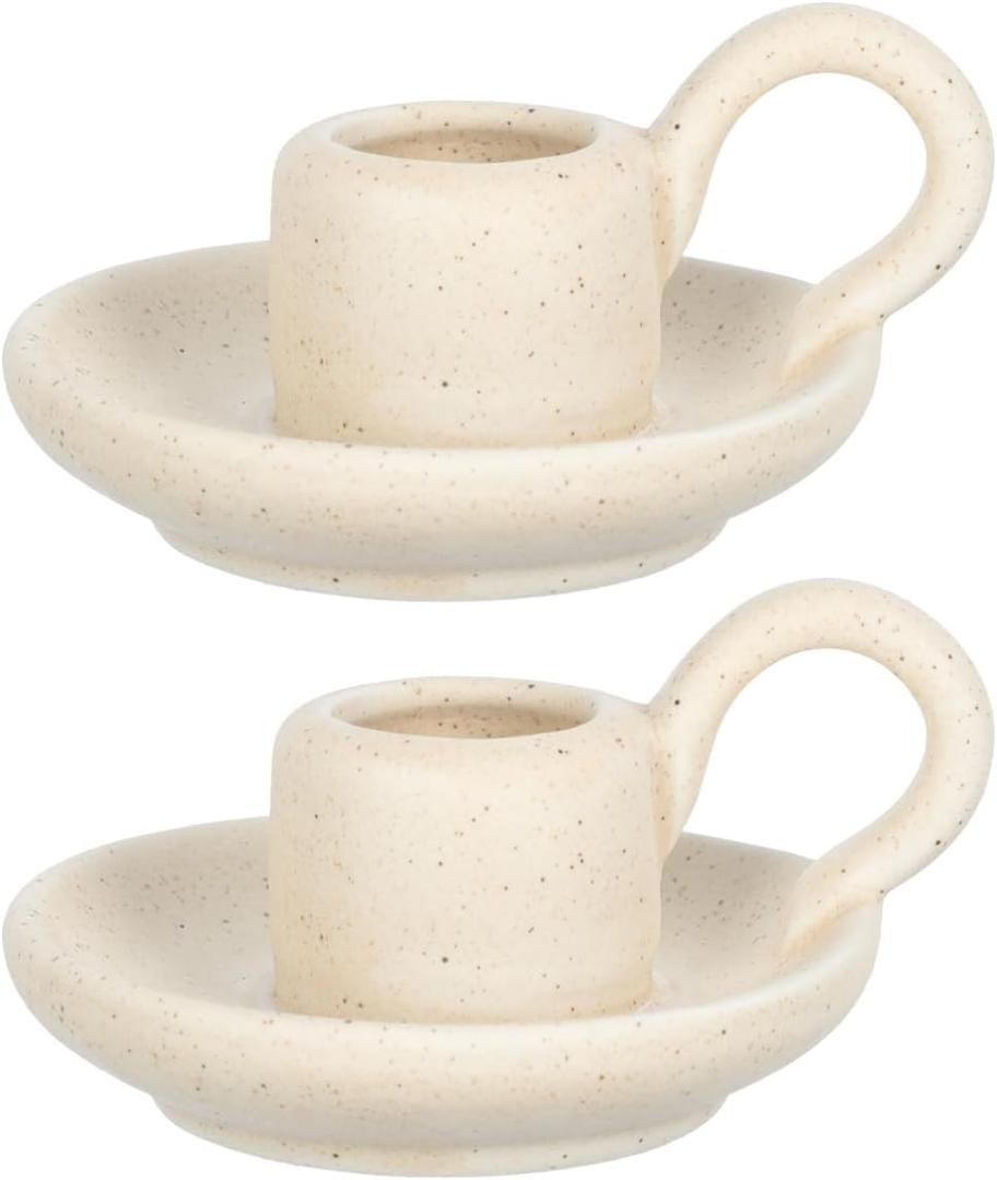 IMIKEYA Set of 2 Ceramic Candle Stands Nordic Design for Home Decor Wedding Banquet