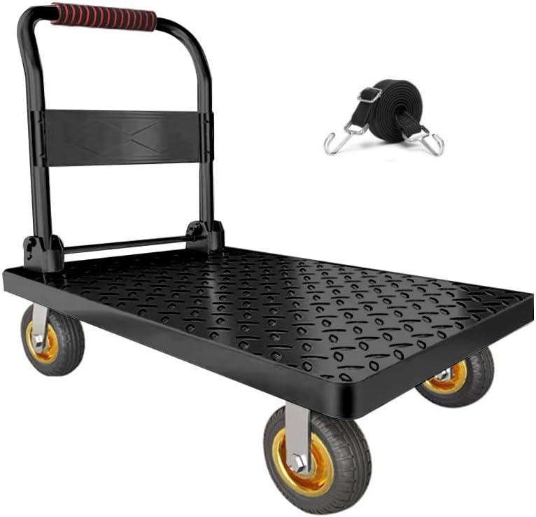 Heavy Duty Platform Truck Flat Cart Hand Trucks,1500 to 2000Lbs Steel Push Cart Dolly with Brake Design, 36 x 24in or 27x19in Large Flatbed Black Trolley (BL, 27X19 Small)