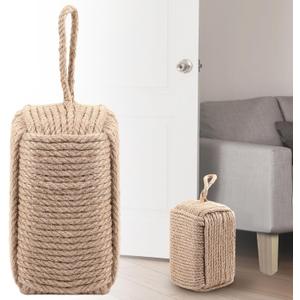 MorningRo Rope Door Stop Decorative Door Stop with Handle 4.72 ''d x 8.66''h 8.8lb Square Heavy Weighted Stoppers for Outdoor Inside Window Home to Keep Open New Home Gift Bookend