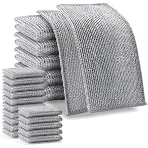 20 Pcs Multipurpose Wire Dishwashing Rags for Wet and Dry - Non-Scratch Wire Dishcloth - Wire Washing Miracle Cleaning Cloths with Kitchen Cookware, Dishes, Sinks, Countertops, Stove and More