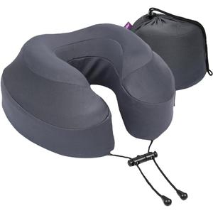 Cabeau Air Travel Pillow for Long Flights – Evolution Plus – U Shaped Memory Foam Neck Support – Removable, Washable Cover – Comfort On-The-Go for Airplane, Train, and Car (Slate Grey)