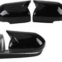 BOYUER Horn Door Mirror Covers,Glossy Black Adhesive Rearview Side Mirror Covers Caps For Ford 2020-2024 Explorer Accessories，Not Fit 2025 Explorer【With turn signal】