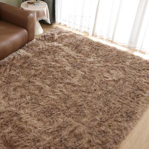 Fluffy Fuzzy Furry Carpet for Living Room Bedroom Faux Fur Rectangle, 
9x12
