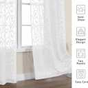 OWENIE Furman Sheer White Curtains 84 inches Long for Bedroom Living Room 2 Panels Set, White Curtains Jacquard Clip Light Filtering Semi Sheer Curtain Rod Pocket Window Drapes, 2 Pcs Each 40 W 84 L