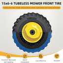 (2 Pack)15x6-6 Lawn Mower Tire and Wheel,Tubeless 15x6.00-6nhs Lawn Mower Tire and Rim,3/4" and 5/8" Bearing,1"Bushings,3" Offset Hub,Compatible with Riding Mowers Front Wheel