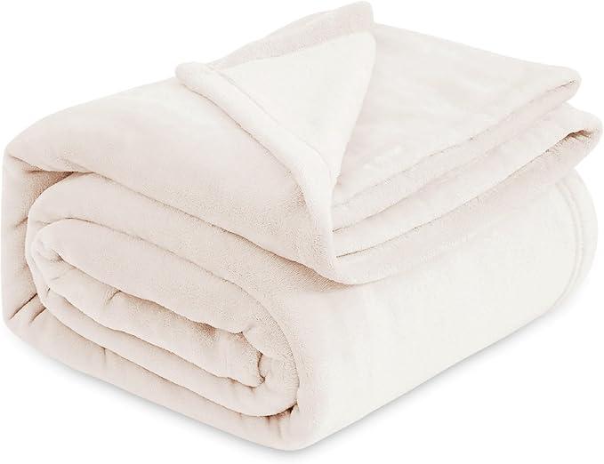 Bedsure GentleSoft Fleece Throw XL Blanket Cream - 300GSM Soft Lightweight Plush Cozy Blankets for Bed, Sofa, Couch, Travel, Camping, 50x70 inches
