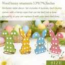 3 x 4 Pcs Pastel Wooden Easter Bunny Spring Table Decorations for Home - 6.3" Tall Colorful Cute Bunny Signs for Mantel Dining Room Tabletop Tiered Tray Decor