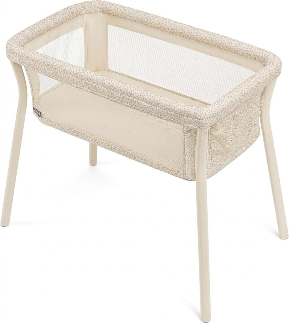 Chicco LullaGo Anywhere Lightweight Portable Bassinet w/Carry Bag Waterproof Mattress & Fitted Sheet, Space-Saving Fold, Zip & Wash Fabrics, Storage Pocket, Snap-On Legs For Fast Setup, Cream