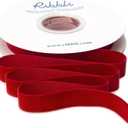 Ribbli Polyester Dark Red Velvet Ribbon,5/8 Inches Continuous10-Yard Spool,Christmas Ribbon for Gift Wrapping,Floral Bouquets, Home Decor