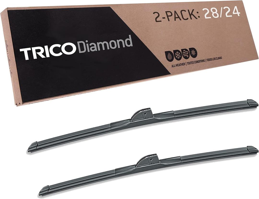 TRICO Diamond 28" + 24" Super Premium Automotive Replacement Windshield Wiper Blades (Set of 2), Passenger and Driver Side All-Weather Beam Wiper Blades for Select Vehicle Models (Item #25-2824)