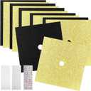Graduation Cap Decorations Kit - 12 Sheets 9"x9" Black & Gold Glitter Cardstock Paper with 3 Sheets Self-Adhesive Rhinestones Pearls Stickers for Graduation Toppers DIY Crafts, Grad Cap Decor