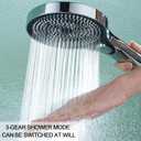Handheld Shower Head - 3 Modes Pressure, 258 Anti-clog Nozzles,Stainless steel water pipe 59IN, Large 5.1-inch Panel for a More Omfortable shower