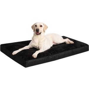 Dog Crate Bed Waterproof Deluxe Plush Dog Beds with Removable Washable Cover Anti-Slip Bottom Pet Sleeping Mattress for Large, Medium, Jumbo, Small Dogs, 35 x 22 inch, Gray