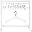 Civaner 11 Pcs Doll Garment Rack with Wooden Clothes Hanger for 18 Inch Girl Doll Clothes Mini Hangers Wardrobe Furniture Accessories for Dollhouse Baby Shower Supplies (White)