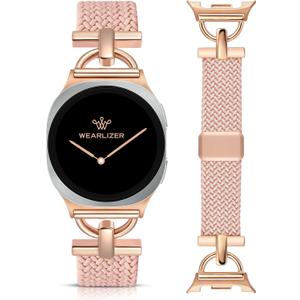 Wearlizer Braided Magnetic Band Compatible with Samsung Galaxy Watch 8 Band 40mm 44mm/Galaxy Watch 8 Classic 46mm, Designer D-Shape Stretchy Elastic Nylon Strap Wristband for Galaxy Watch 8 Women Men