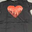 Black Dripping Red Heart T-Shirt, Large