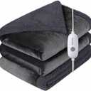 Electric Heated Blanket Full Size 72" x 84" - 5 Heat Settings & 10H Auto-Off, Microplush Flannel & Sherpa Lining, Machine Washable, Overheat Protection, Ideal Gifts for Home/Bedroom/Sofa, Dark Gray (01-dark Grey)