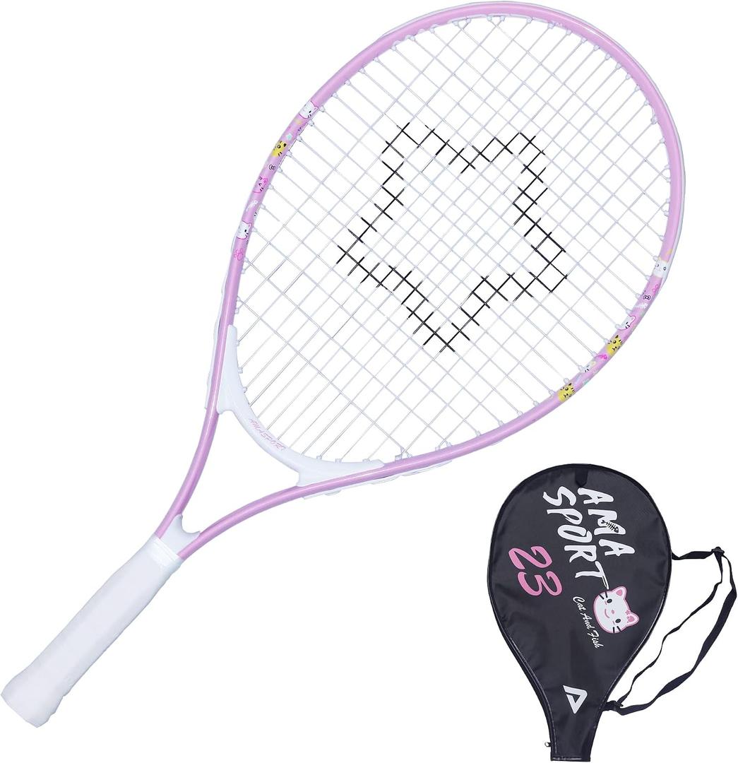 AMA SPORT Kids Tennis Racket for Junior Toddlers Starter Kit Tennis Racquet for Girls and Boys with 420D Nylon Shoulder Strap Bag, 23"