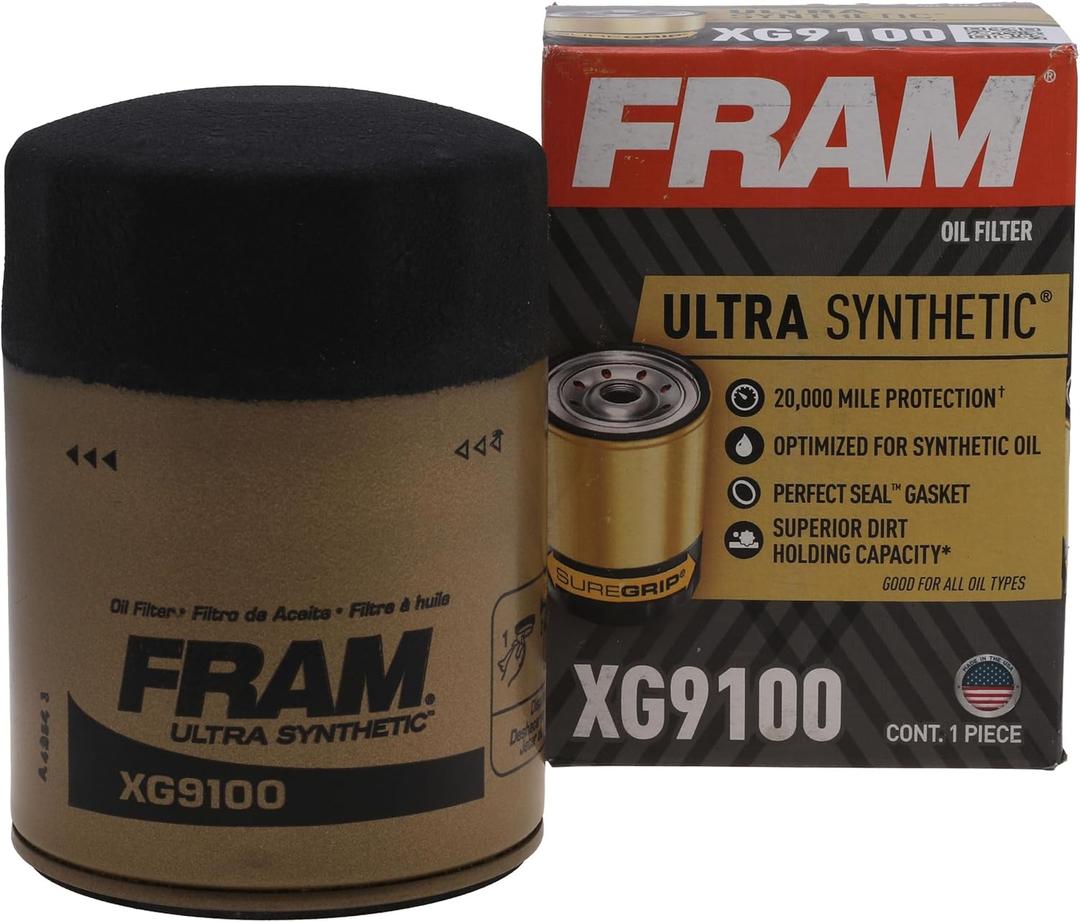 FRAM Ultra Synthetic XG9100 20K Mile Change Automotive Replacement Engine Oil Filter for Synthetic Oil Changes, Premium Vehicle Engine Protection Oil Filter for Select Vehicle Model Years (One Size)