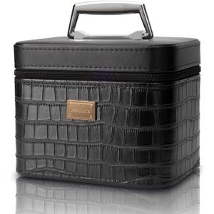 Makeup box, Black makeup storage box, Train case makeup box, Professional train case make up box for women adults.