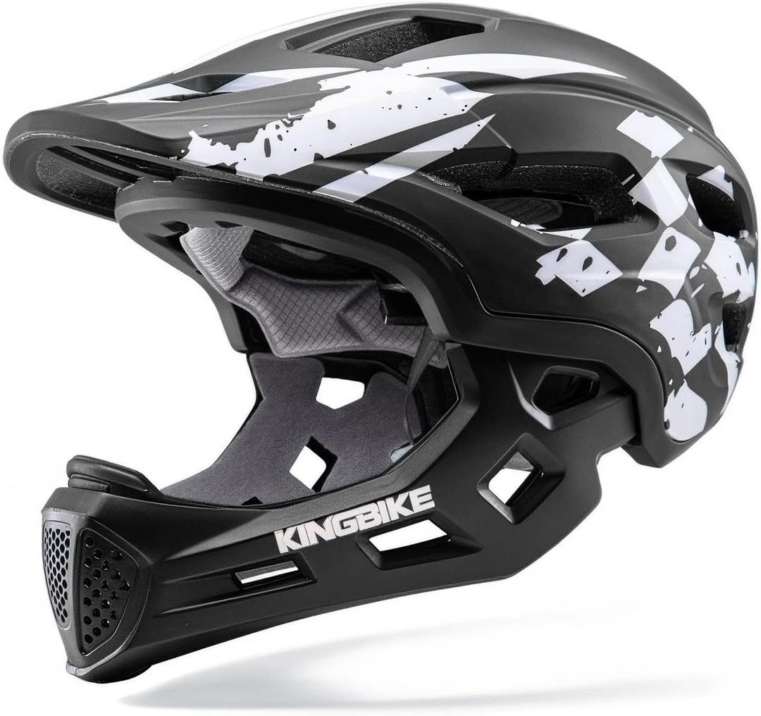 Kids Full Face Helmet Convertible Toddler Bike Helmets with Detachable Chin Guard Boys Girls 4-10 Years Skateboard Scooter Balance Bike BMX MTB Bicycle