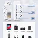 2 x ELEGRP Outlet Extender with 3 Rotating Surge Protector Outlets, Multi Plug Outlet Adapter with 3 USB Ports, Power Strip with Spaced Outlet Splitter for Home, Office, Travel, ETL Listed, White, 1 Pack