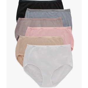 Hanes Women's High-Waisted Brief Panties, 6-Pack, Moisture-Wicking Cotton Brief Underwear. size7/L