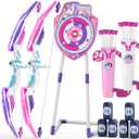 2 Pack Bow and Arrow for Kids 4-6, LED Light Up Archery Set with 24 Suction Cup Arrows, 1 Unicorn Standing Target, 6 Score Targets & 2 Quiver, Indoor Outdoor Sport for Girls Ages 8-12