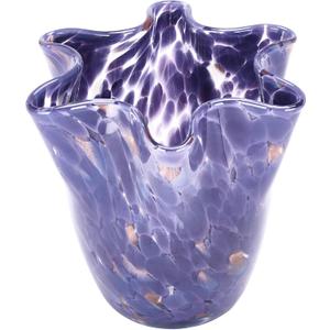 MEANT2TOBE Bud Vases - Hand Blown Glass Short Vase - 6.7x6.7x6.7-Inch Glass Vase with Irregular Neck Design Blown Glass Decor - Green Vase with Flat Bottom for Floral Arrangements (Purple)
