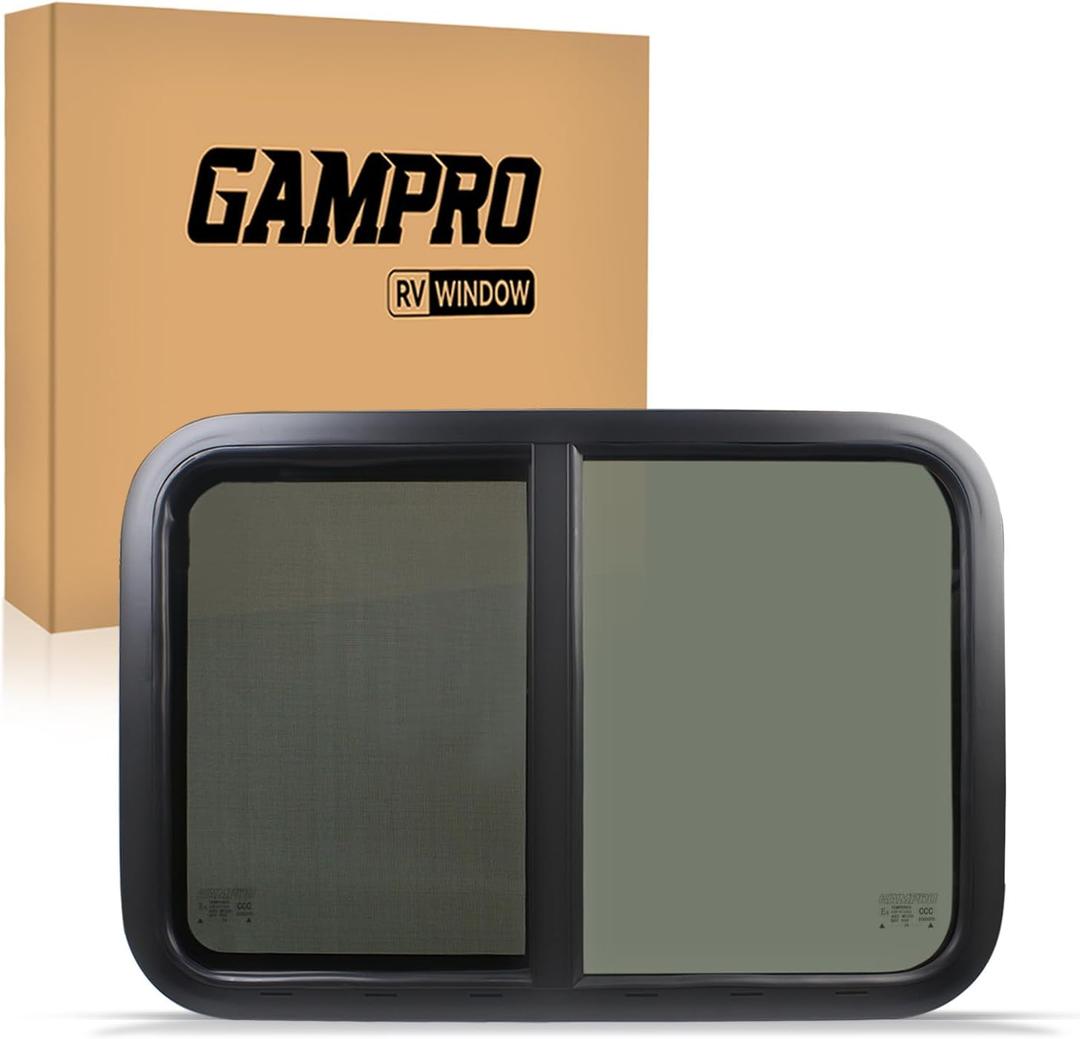 RV Window 30" W* 20" H Trailer Window Camper Windows Replacement Horizontal Slide RV with Net Screen and Trim Ring DOT Approved
