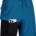 MAGCOMSEN Men's Swim Trunks with Compression Liner 9" Quick Dry Beach Shorts with Zipper Pockets (32, Peacock Blue)