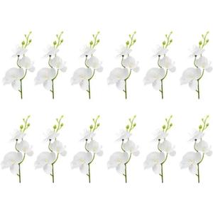 LARDUX 12 Pieces Artificial Flowers for Floating Candles Wedding Centerpiece Mini Orchid Flower Filler Vase Fillers for Wedding Dinning Table Party Home Bar Restaurant Decoration-Cream