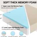 Tromlycs Recliner Cushions for Elderly Long Sitting Gel Memory Foam Cushion for Recliner 20 x 20 x 5 Inch Khaki