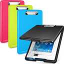4 Pieces Clipboard with Storage Plastic Storage Clipboard Nursing Foldable Clip Board with Low Profile Clip for Student Teacher Nurse Employee, 9. 5 x 13. 5 Inch (Black, Blue, Green, Rose Red)