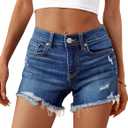 OFLUCK Jean Shorts for Womens Mid Rise Ripped Denim Summer Shorts (Yw1013-dark Blue)