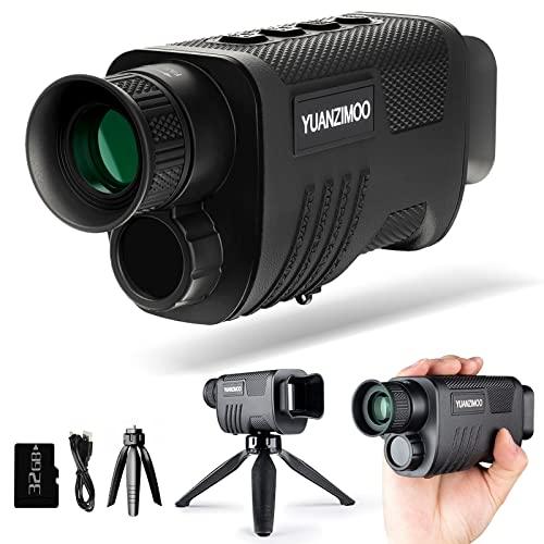Night Vision Monocular Digital Infrared Monocular Telescope for 100% Darkness with 8X Zoom 2000mAh Rechargeable Battery Upgrade Tripod 32 GB SD Card & Card Reader, for Adult Hunting Camping Black