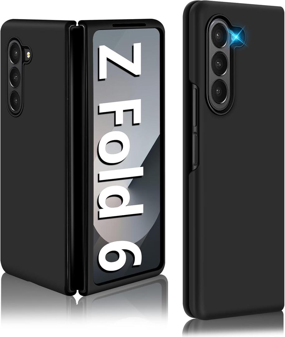 Z Fold 6 Liquid Silicone Case for Samsung Galaxy Z Fold6 5G, Slim Phone Case for Women Girls Soft Gel Rubber Ultra Thin Anti-Scratch Design Protective Cover for Samsung Z Fold 6 5G 7.6-inch (Black)