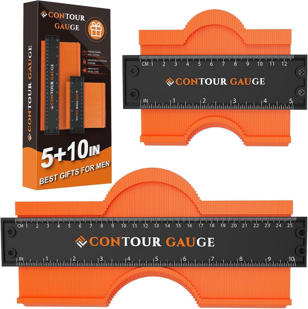 Contour Gauge Tool Fathers Day Gifts for Dad Husband Unique Gifts for Men Dad Husband, Husband Gifts Contour Gauge Duplication (10 In+5 In) with Metal Lock, DIY Woodworking Tools Men's Gifts Ideas
