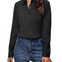 Gleeivy Button Down Shirts for Women Long Sleeve Dress Shirts Classic Fit Solid Cotton Women Dress Shirts Work Office Black 2XL